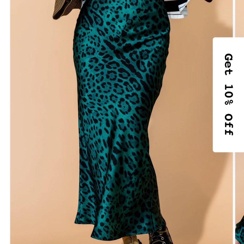 Dressed in LALA Teal Leopard Midi Skirt